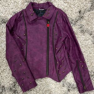 Authentic Disney Store Descendants Mal Moto Jacket Girls Size 7/8 Faux Leather